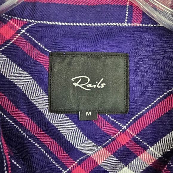 Rails Hunter Plaid Button Up Shirt Navy/Ruby/White Womens Size Medium - Picture 7 of 8